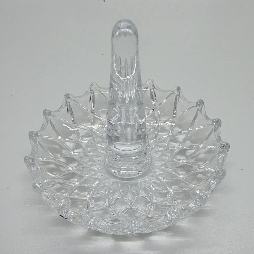 Clear Glass Ring Holder Jewelry Organizer Dish, Round 3 in